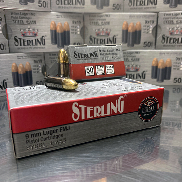 Sterling Ammunition 9 mm 115 gr. FMJ Steel Case 1500 rnd/case